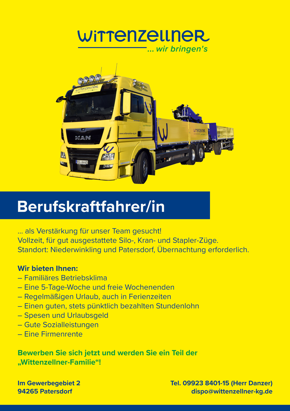 Fahrer-Job-Stellenanzeige
