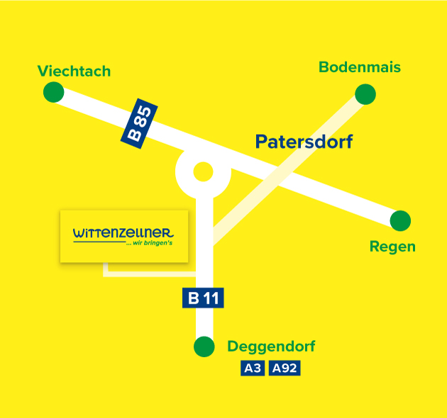 Anfahrt zu Anton Wittenzellner KG in Patersdorf